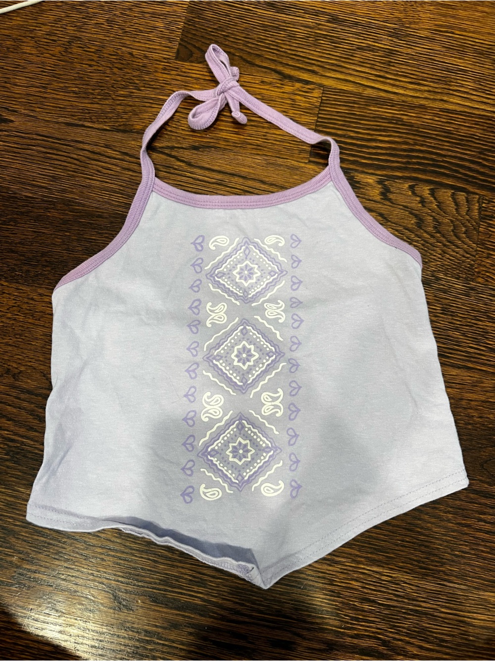 Lavender Bandana-Print Halter Crop Top